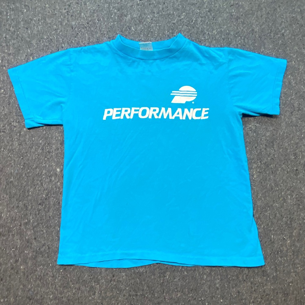 Belton Performance Graphic T Shirt M Medium Mens Blue 90s Skater Cotton USA Made